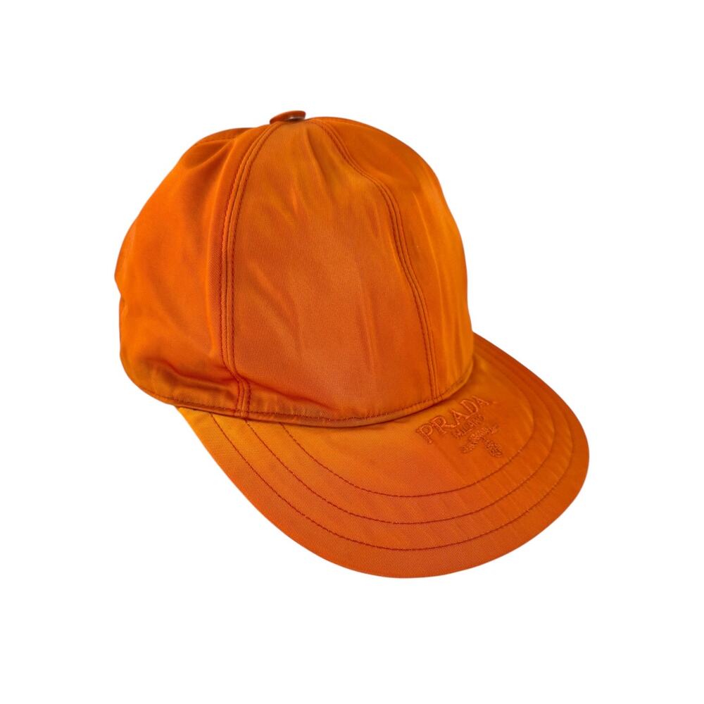 Prada Orange Nylon Baseball Cap